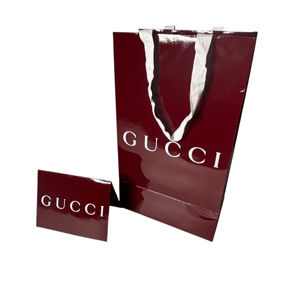 Gucci Tall Shopping Gift Bag With Matching Card Holder